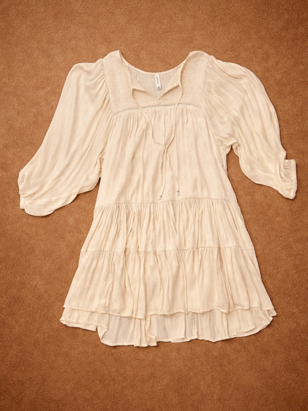 Gentle Fawn Boho Cream Tiered Flowy minimalistic dress with silky design
